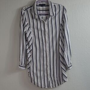 Club Collection Striped Button-Up Shirt Ling Oversized Size L